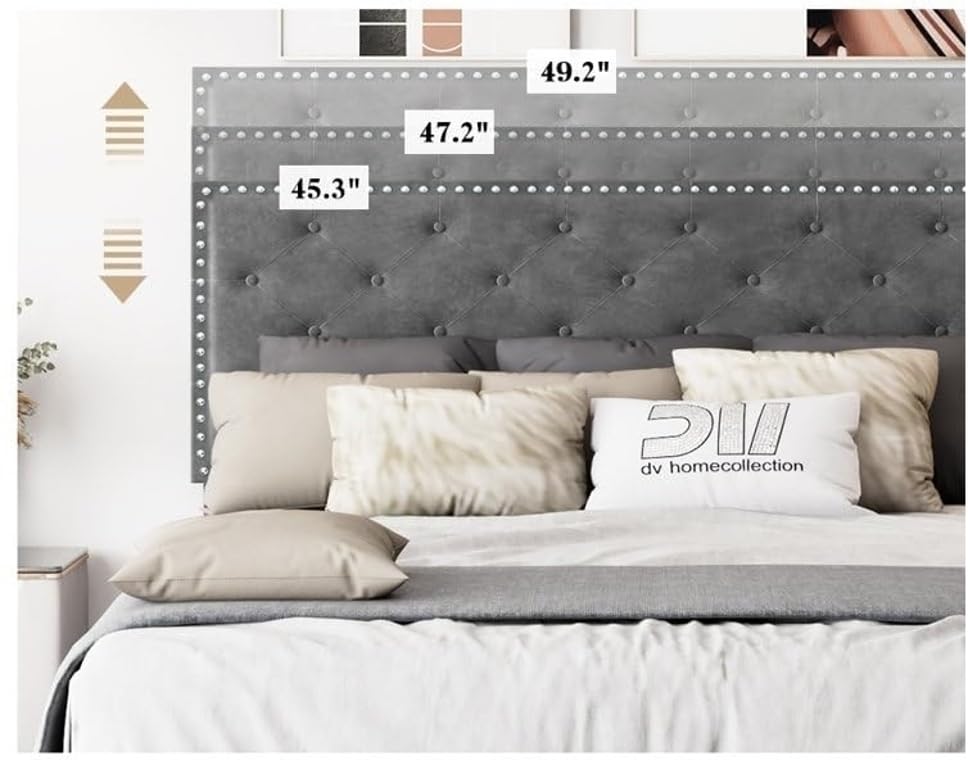 Image of Wooden Modern Upholstered Queen Size Bed for Bedroom | Wooden Double Bed Without Storage | Platform Cot Upholstered Bed with Upholstery Fabric | Engineered Wood | 6.5 x 5 Ft | Grey Kylian