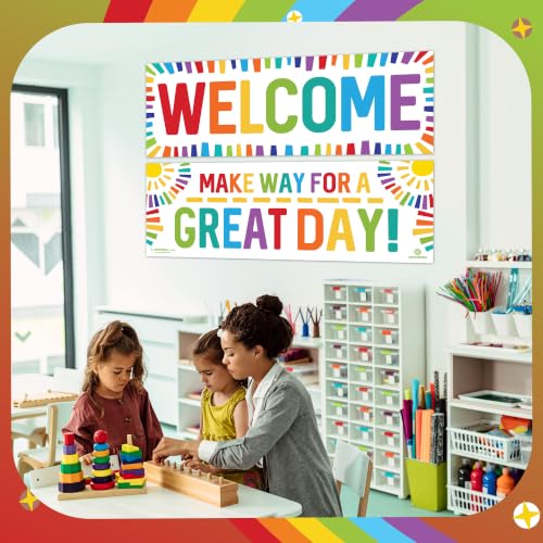 Image of Sproutbrite 2 Pack 13.5 inchx39 inch Welcome Educational Posters & Charts