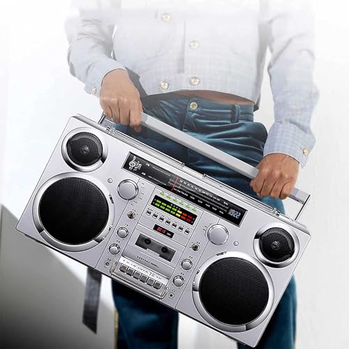 Tragbarer CD-Tape-Player, Retro-Boombox mit AM/FM-Radio, Bluetooth/AUX-Eingang, eingebauter Lautsprecher, klassischer 80er-Jahre-Stil für Zuhause, Familie und Reisen