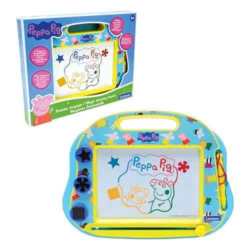 Lexibook, Peppa Pig, Ardoise magique multicolore, 3 tampons magnétiques et stylet inclus, Jouet artistique et créatif pour dessiner en couleur, Bleu/jaune,...