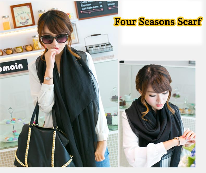 Women's Lightweight Scarf Chiffon Headscarf Neck Scarf - Soft Sheer Long Shawl Sun Protection Scarves4