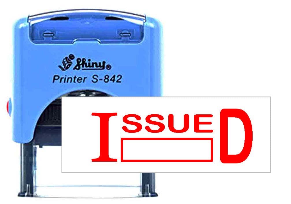 Sharvgun Red Issued Personlized Shiny 842 Rectangle Rubber Stamp Self-Inking Easy Refill Clear, Crisp Impression Everytime Custom Personalised 14X38mm
