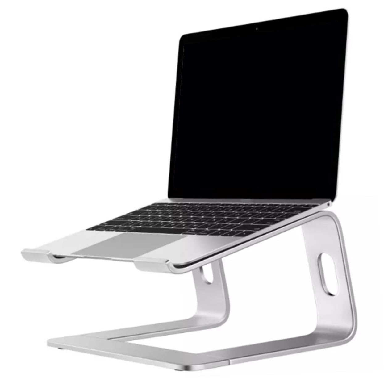 Soporte Ventilado de Aleación de Aluminio para Portátil Plata | Almohadillas Antideslizantes Protectoras, Diseño Ligero, Uso en Oficina y Restaurante