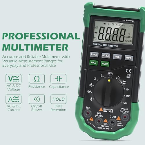 Image of MS8268 Digital Multimeter, Auto /Manual Range, AC /DC Ammeter Voltmeter, Professional 5 in 1 Electrical Tester with Test Leads & Multifunctional Socket