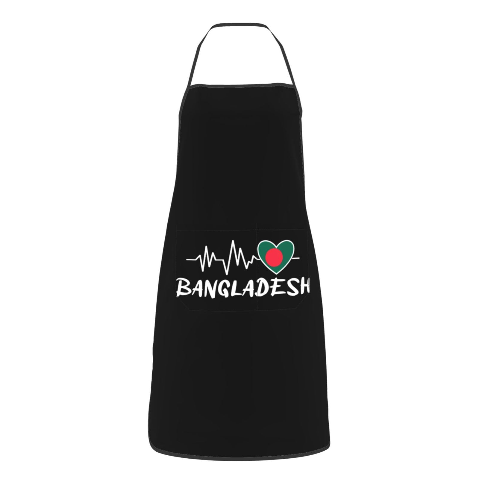 nopicsn Bangladesh Heartbeat Apron for cooking with Pockets Women Men Kitchen Chef Funny Aprons