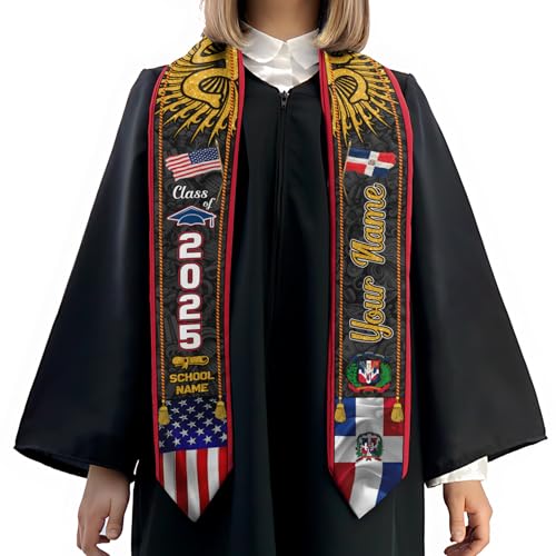 MonkeyVan Personalized Dominican Republic Graduation Sash,Custom Dominican American Flag Stole 2025,Dominican Graduation Sash S98