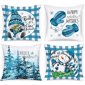 Lanpncute18x18christmasthrowpillowcoverssetof4gnomesnowmandecorativeholidaypillowcasecushioncover18x18forindoorhomebedroomsofacouchxmasdecorblue Urban Country Home Decor Lanpn cute 18×18 christmas throw pillow covers set of 4 gnome snowman decorative holiday pillow case cushion cover 18 x 18 for indoor home bedroom sofa couch xmas decor blue urban country home decor