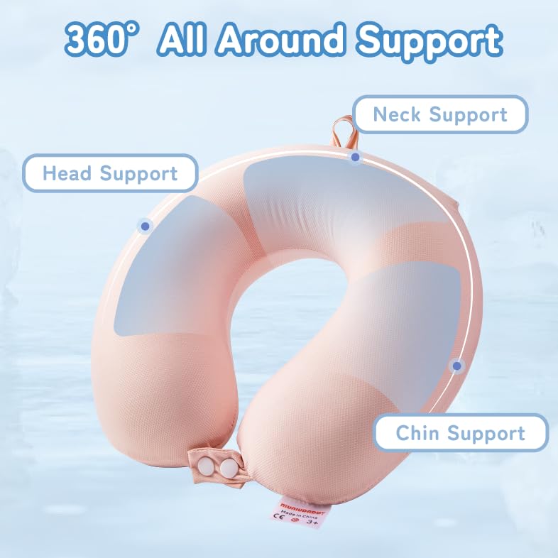 Image of Niuniu Daddy Cooling Travel Neck Pillow, Cool to Touch Memory Foam, Pink