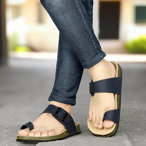 Image of Men Thumb Style Slippers | Ethnic Slip-On Sandals | Traditional Footwear | Comfortable Rubber Sole Chappals | Casual Slippers for Men