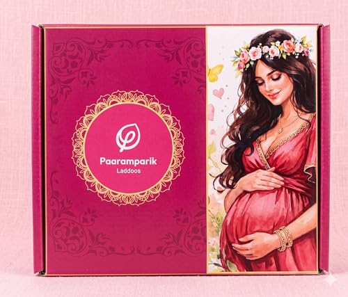 Image of Paaramparik Baby Shower Hamper with Chocolate laddu, Dry Fruits Laddu, Roasted Navratan Namkeen| No refined sugar, no palm oil (Baby Shower Hamper)