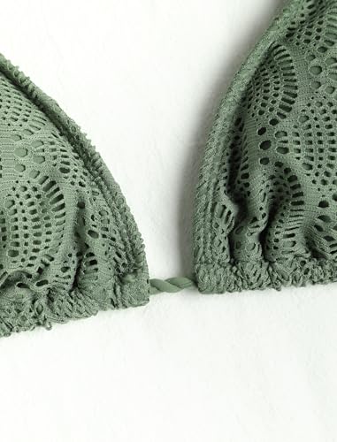 Image of ZAFUL 2 Piece Triangle Bikini for Women Knitted Rope Halter Bikini Sets Sexy Bathing Suit Side Tie Swimsuits Beachwear