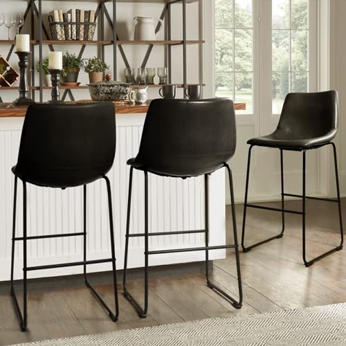 Image of Waleaf 30 Inch Counter Height Bar Stools Set of 4, Faux Leather Bar Chairs