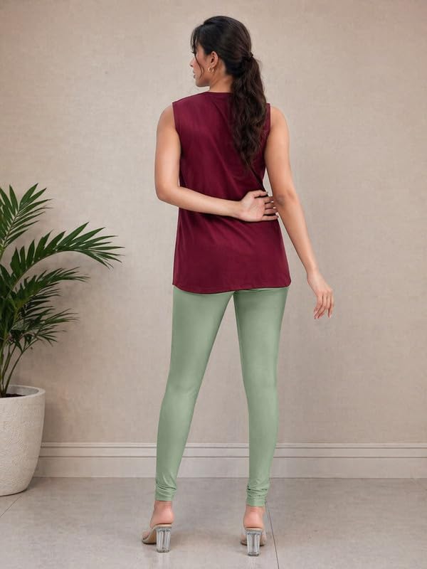 Image of TRENDMALLS Women's Microfiber Elastane Stretch Soft Churidar Length Leggings with Ultrasoft Waistband