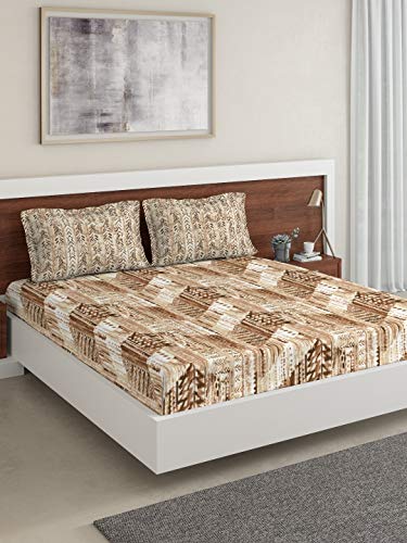 Image of DDECOR - Jasper 100% Cotton Double Bedsheet with 2 Pillow Covers, Brown