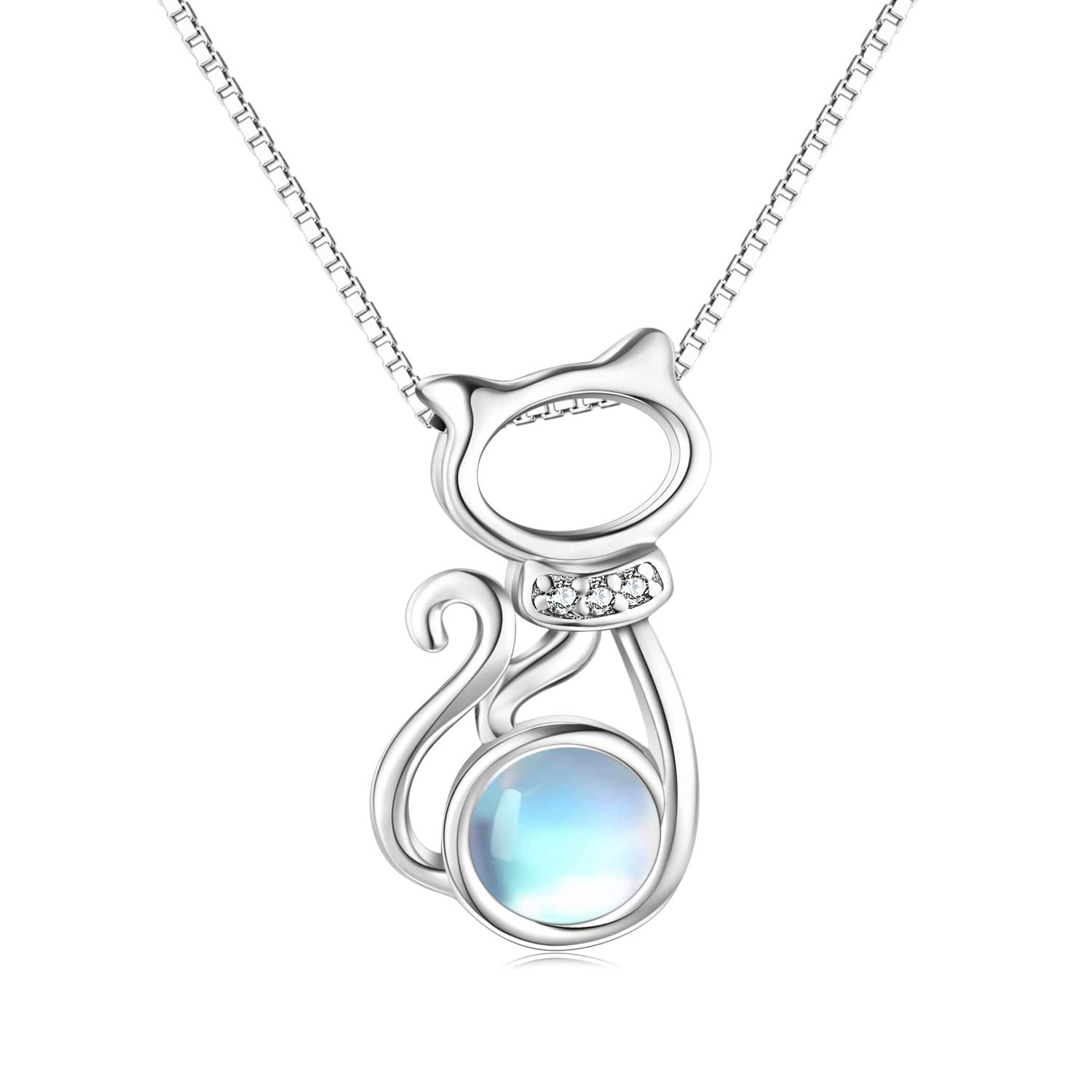 Accessori per ragazze Collana con ciondolo in argento sterling con portafortuna, regali di gioielli delicati per gli amanti dei gatti, regalo di compleanno