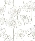 Orainege Peel and Stick Wallpaper Beige and White Floral Wallpaper 17.3inx393.7in Self Adhesive Contact Paper Removable Decorative Wall Paper for Bedroom Bathroom Cabinets Decor Vinyl