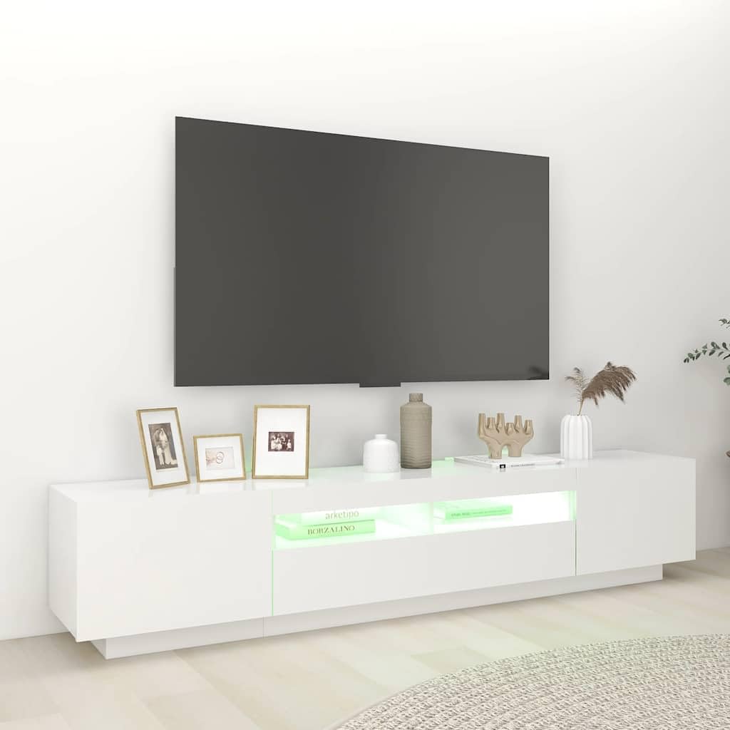 Woonisher Mueble para TV con Luces LED Blanco 200x35x40 cm