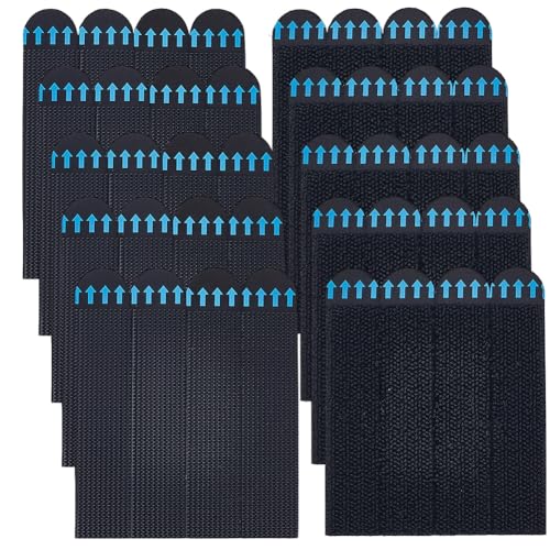 Image of CREATCABIN 40Pcs Picture Hanging Strips Wall Sticky Strips Black Plastic Heavy Duty Heavyweight Double Sided Adhesive Tape Damage Free Pictures Poster Hangers Without Nails for Home Room Wall Decor