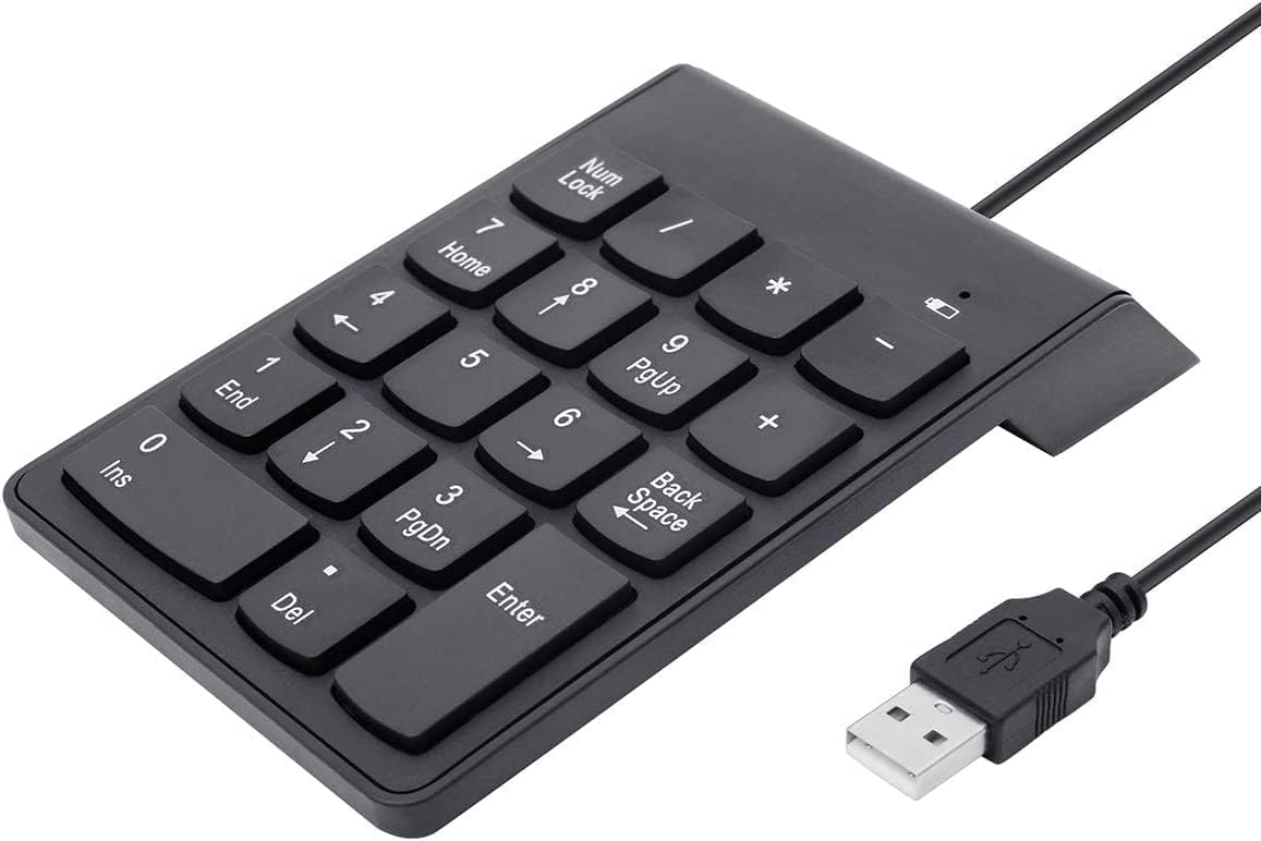 xikkart usb 2.0 wired numeric keypad slim mini number pad digital keyboard 18 keys numpad for imac/mac pro/macbook/macbook air/pro laptop pc notebook desktop. (wired numpad)