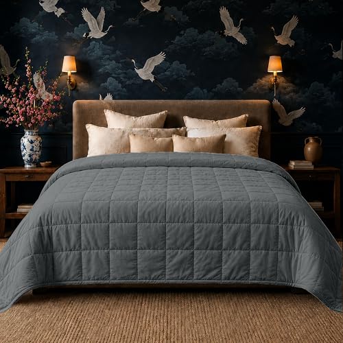 HomeSmart 50lbs Weighted Blanket Queen Size – Heavy Pressure, Ultra Soft Hypoallergenic Fabric – The Heaviest Weighted Blanket, 88x88, Grey