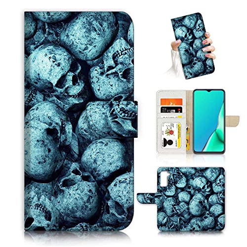 For Samsung S22+, For Samsung Galaxy S22 Plus, Designed Flip Wallet Phone Case Cover, A24818 Halloween Horror Skull 24818 #TOP15