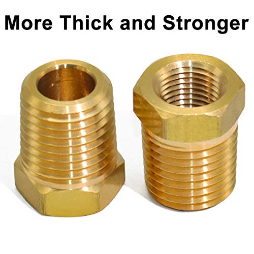Kootans NO 4Pcs Heavy Duty 1/4 Npt Male Thread To 1/8 Npt Female Thread Brass Reducer Hex Bushing Brass Fitting Pipe Hose Tube Adapter Convert thumb #2