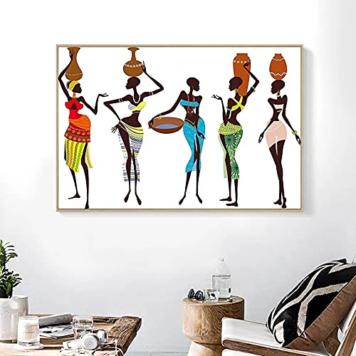 Toile femme noire africaine affiche 50x70cm pour habiller un mur vide sans cadre