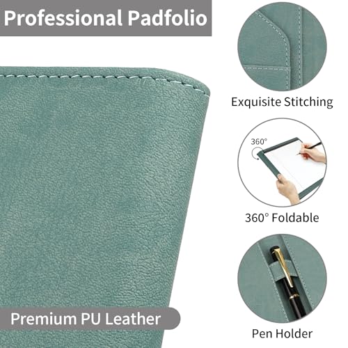 Image of Professional Padfolio Portfolio Binder, Faux Leather, Green