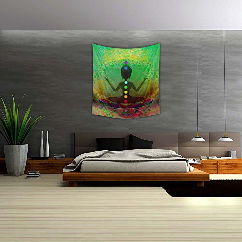 Image of ArtzFolio Yoga Lotus Pose Velvet Fabric Painting Tapestry | Wall Art Hanging 24 x 26.7 inch (61 x 68 cms)