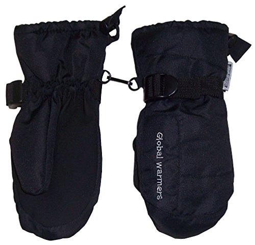 N'Ice Caps Unisex Solid and Colorblocked Puffy Ski Mittens (Women's S/M, black solid)