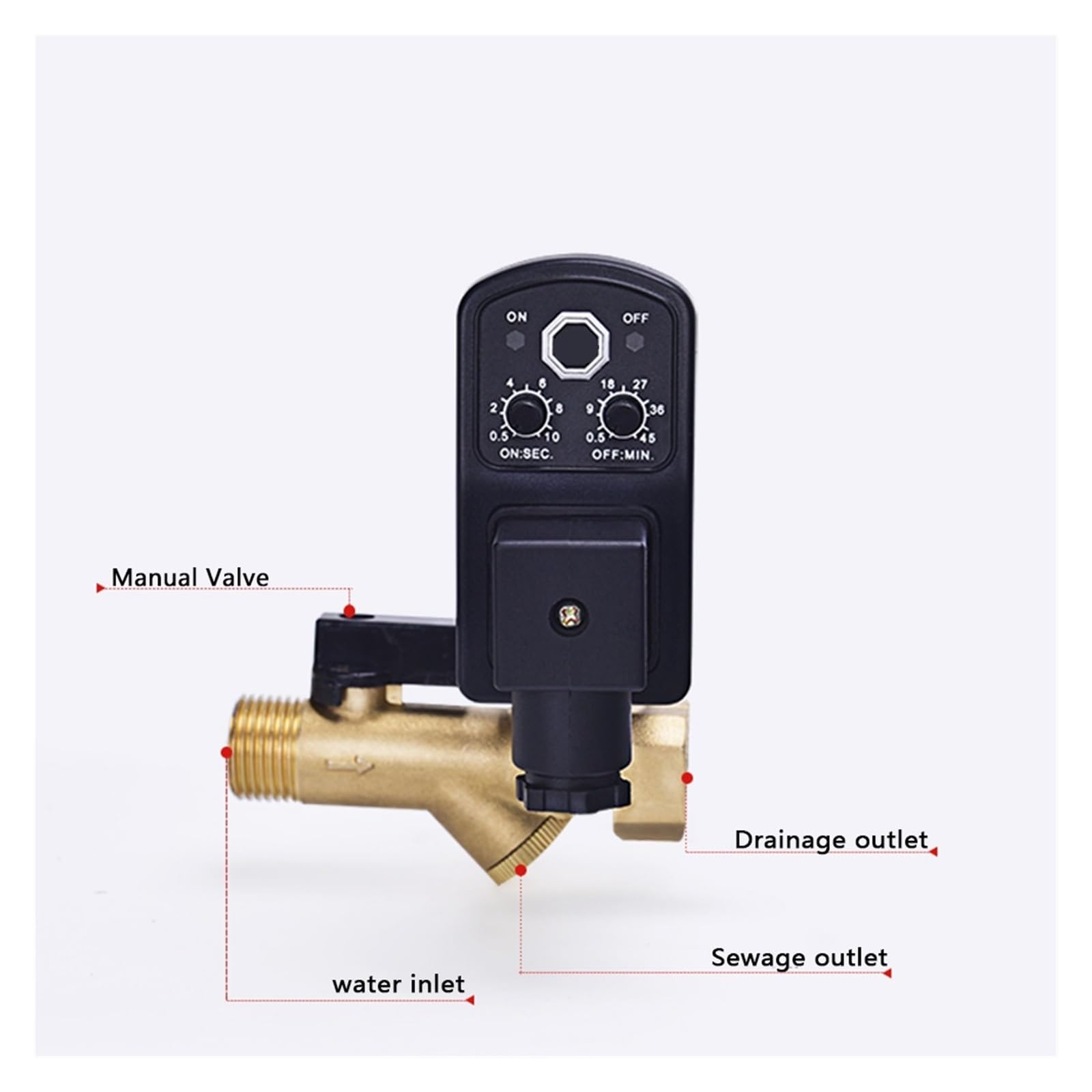 1 szt. 1/2 cala DN15 AC 220 V elektroniczny regulator czasowy, 2-drożny kompresor powietrza, zbiornik powietrza, automatyczny zawór spustowy, zawór elektromagnetyczny (220 V, typ dzielony)