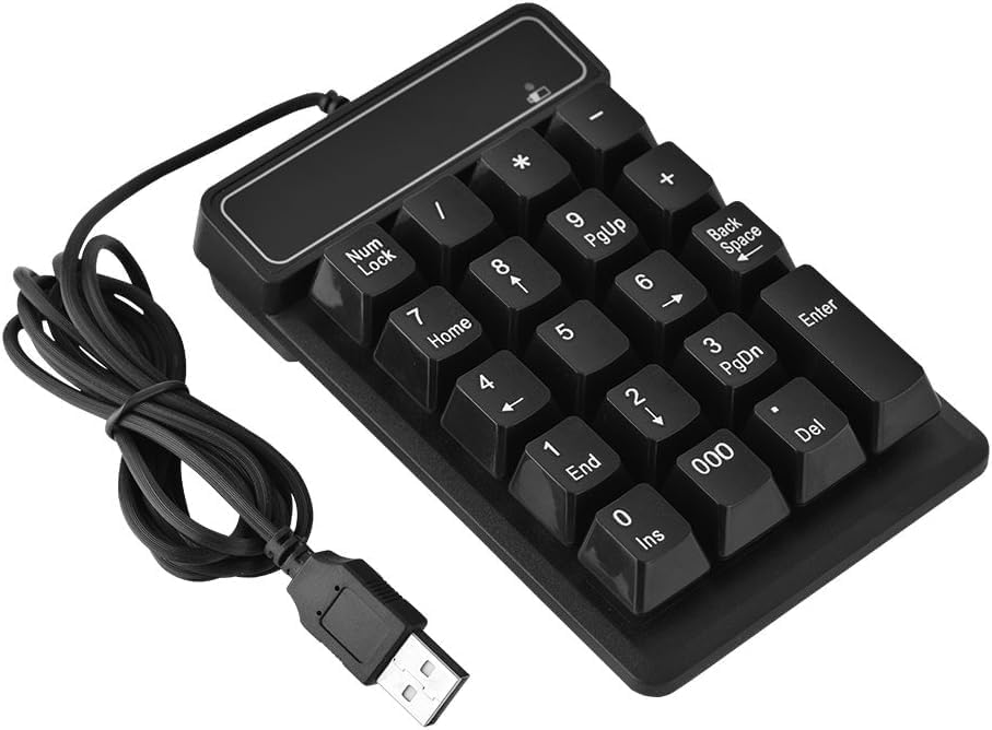 Wired Numeric Keypad, 19-Key Corded USB Number Pad External Numpad Portable Mini Numeric Keyboard for PC/Laptop/Notebook/Computer/Desktop with USB Ports, Black-picture-23