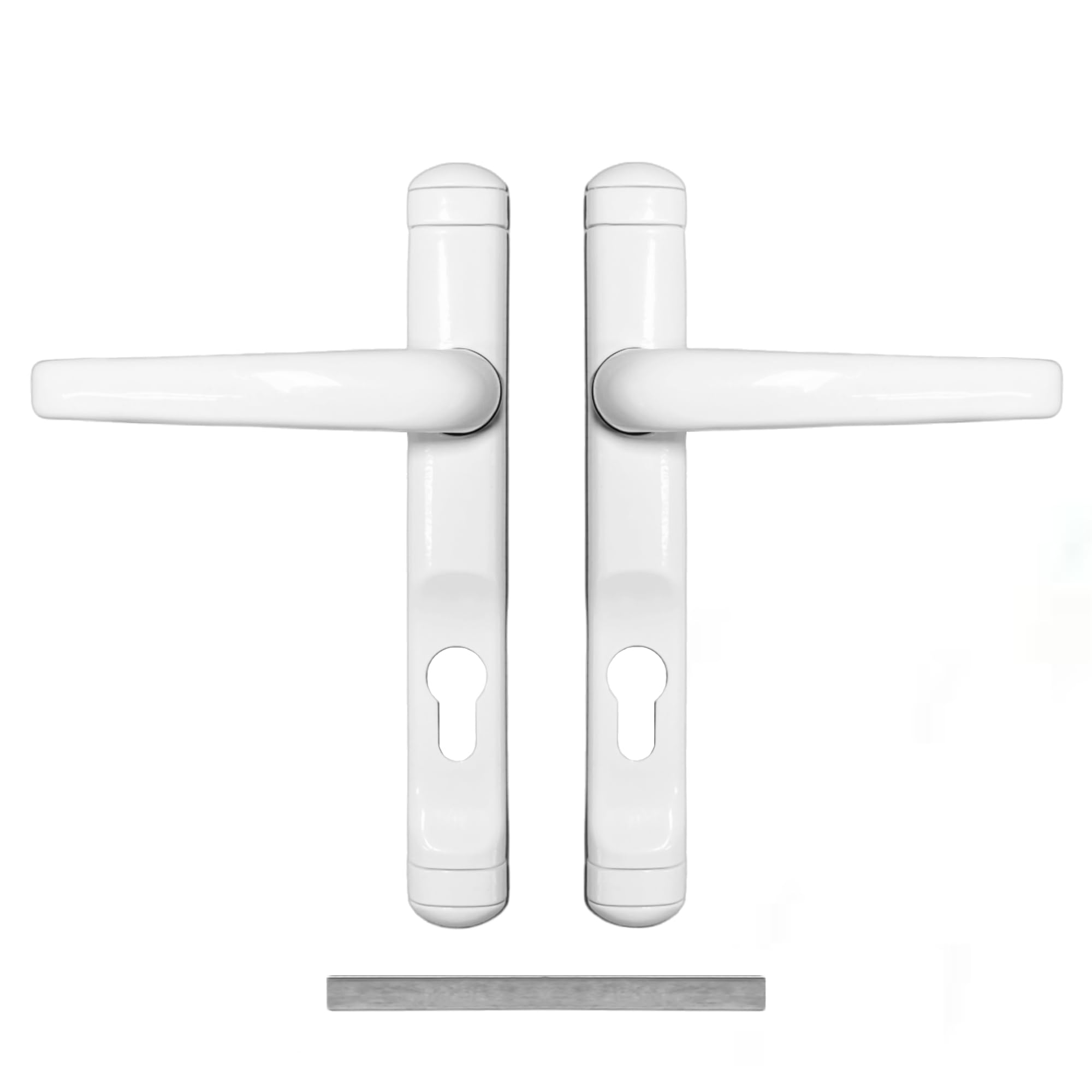 Manillas Para Puerta Exterior con Bocallave | Tirador con Bocallave (Juego) | 225 x 29 x 48 mm | Color Blanco