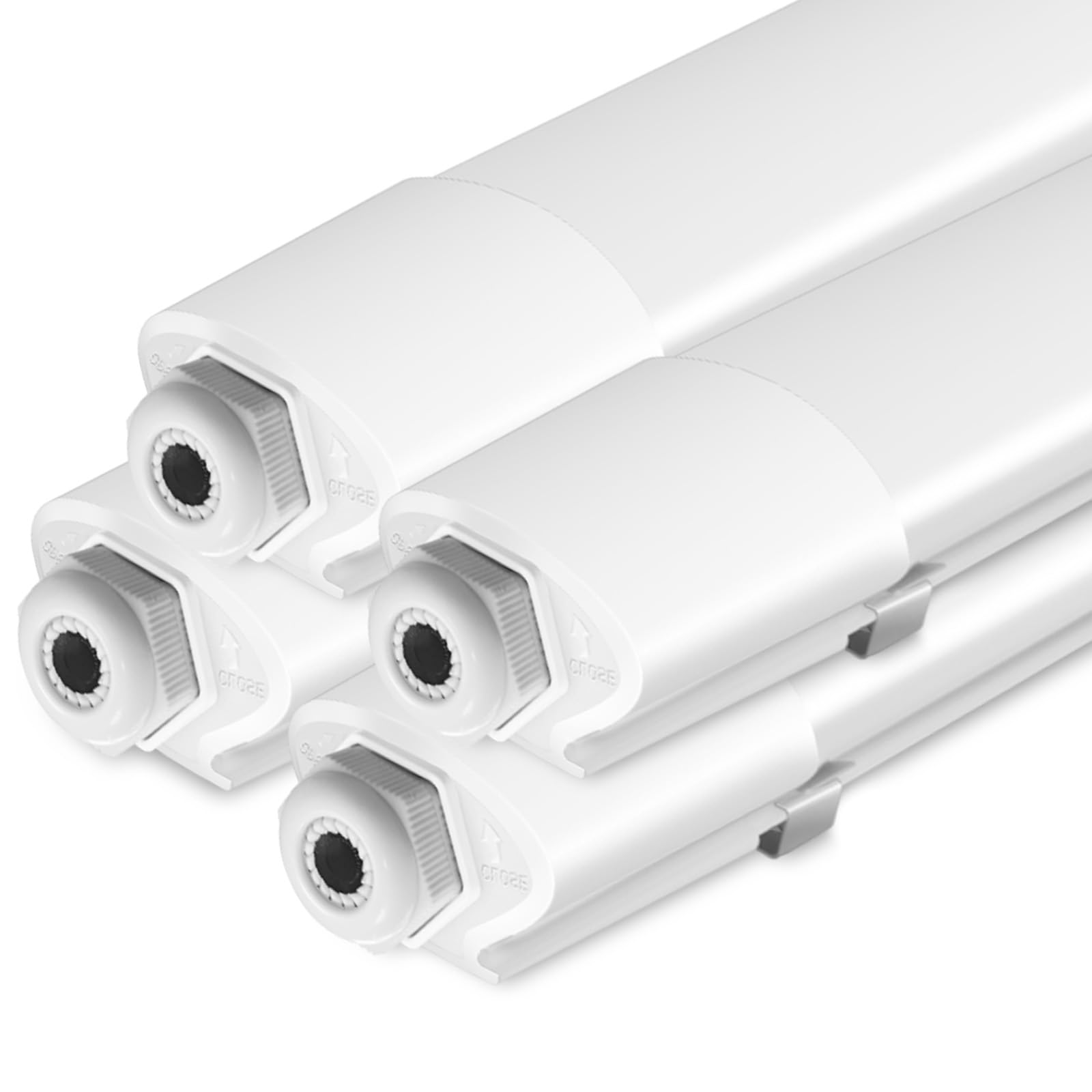 Peasur 4 Stück Feuchtraumleuchte LED 60CM, 3000K/4000K/6500K LED Deckenleuchte Röhre 18W 1980LM Leiste Flach, IP65 Wasserfest Lampe Lichtleiste für Werkstattlampe Kellerlampe Leuchtstoffröhre