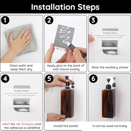 Image of Segbeauty Wall Mounted Shower Soap Dispenser, 3pcs 16.9oz Drill Free Shower Bottles Refillable with Labels, 500ml Empty Plastic Shampoo and Conditioner Dispenser Holder for Shower Wall Bathroom Decor