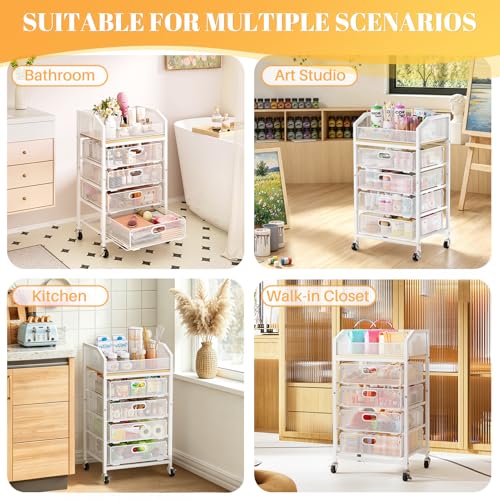 SUNALLY Metal 5 Tier Open Top Mesh Rolling Makeup Cart - image 8