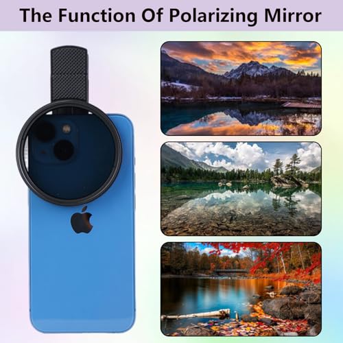 Image of 5 Pack Mobile Phone Filter Kit, Polarizing Camera Lens Filter with Clip, Carry Pouch, Lens Cap and Cleaning Cloth, Universal Phone Filter for Photography Enthusiasts