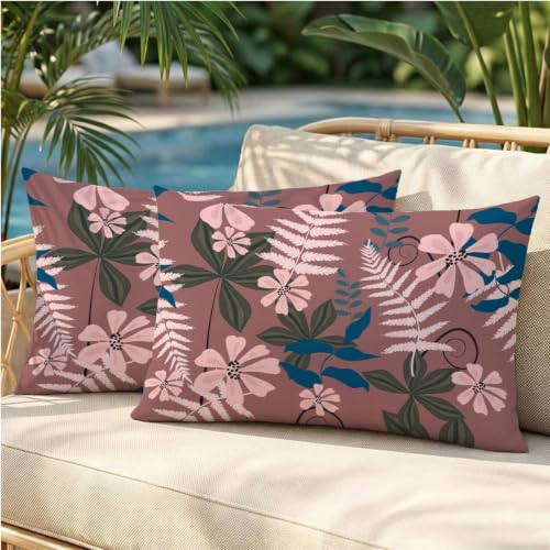 Coussin extérieur imperméable fermeture éclair invisible housse rose 50x70 - 2