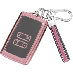 Funda Llave Dacia Duster RYE Funda de silicona TPU para llave Renault con 4 botones, funda para llave de coche inteligente Renault sin llave, accesoria con llave de piel rosa