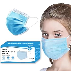 NNPCBT Blue Disposable Face Masks 100 Pack,3-Ply Breathable Mask For Adults,Great For Outdoors,Home, Office, School