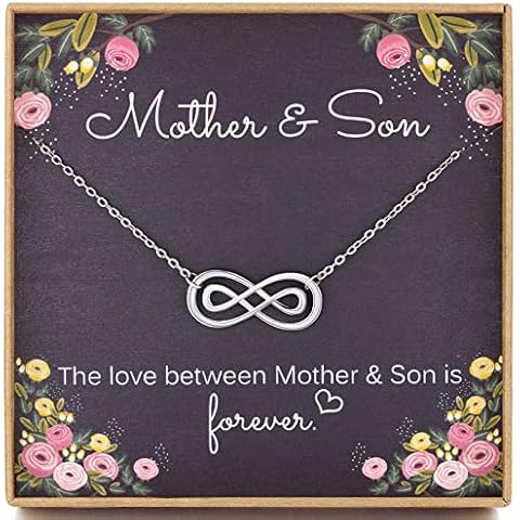 MADAOGO Mother Son Gift, 925 Sterling Silver Double Infinity Necklace, Mother Gifts from Son, Birthday Gifts for Mum, Mother's Day Gifts for Mum, Mother Son Necklace Cover