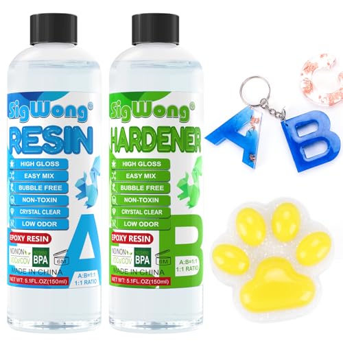 Kit de Resina Epoxi - 300ml Transparente Cristal para Manualidades, 2 Componentes Alto Brillo, Sin Burbujas para Arte de Bricolaje y Moldes