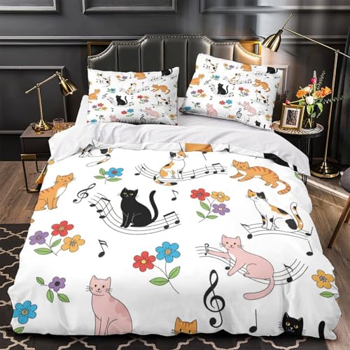 Housse de couette confortable imprimé chat pour des nuits douces