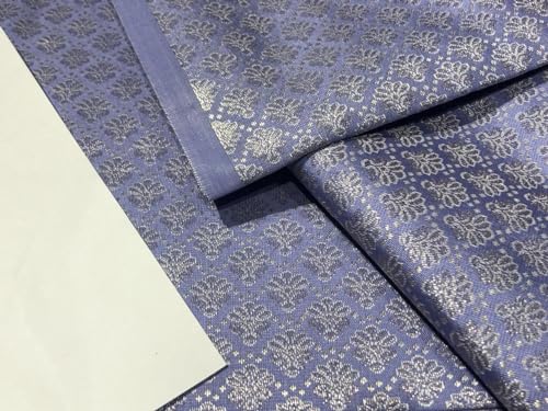 Tissu brocart de soie haut de gamme lavande et argent de 111 cm pour haute couture - 5