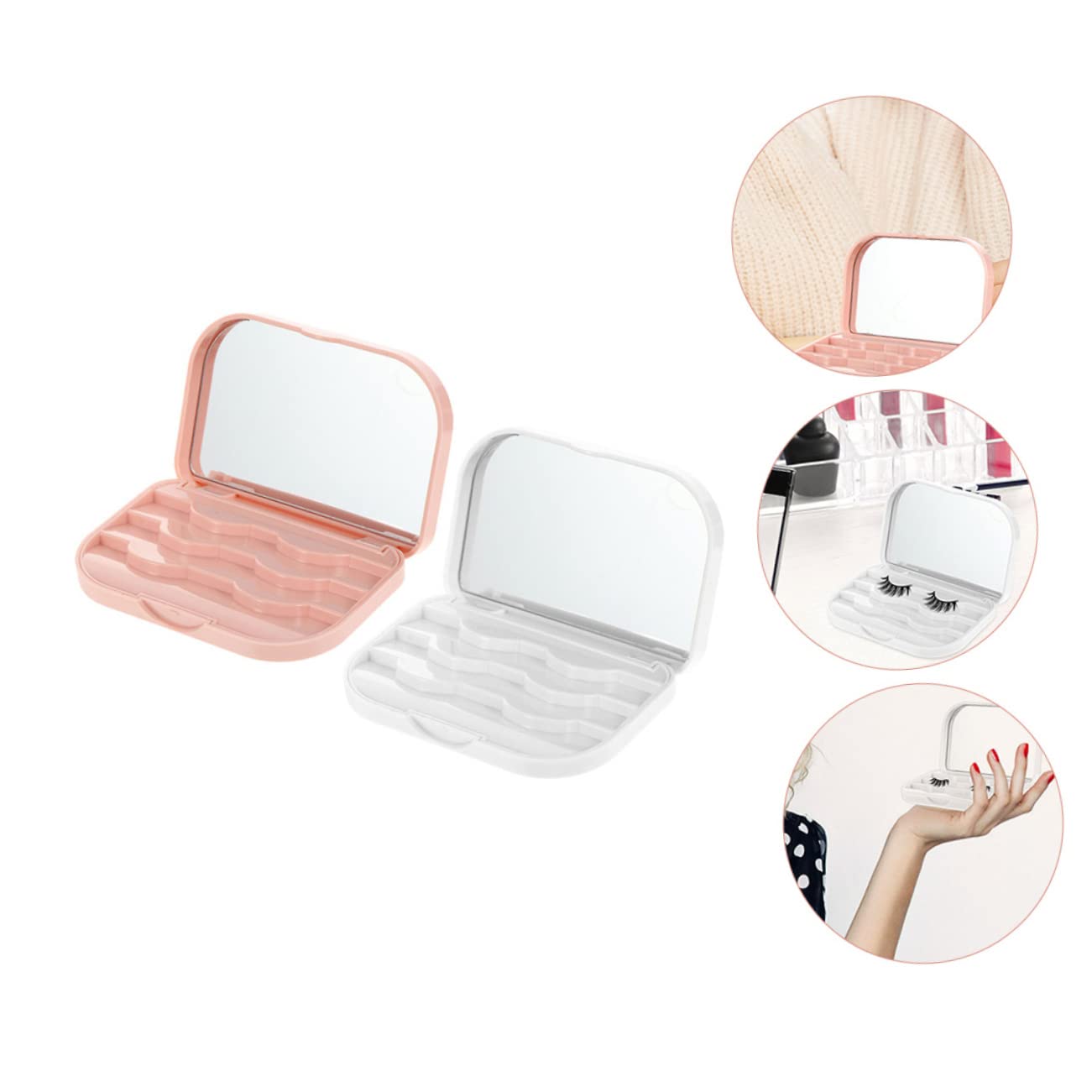 Healeved 6stücke Eyelash Storage Box Für Falsche Wimpern Kompakte Tragbare Aufbewahrungslösung Mit Spiegel Für Unterwegs Sicheren Aufbewahrung Von Wimpern