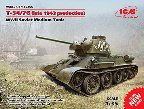 Icm Models 1/35 T-34/76 1943 Late 1943 Production Model Kit #TOP6