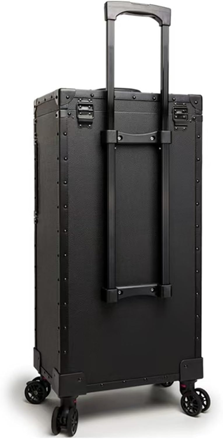 Professional 3-Shelves Rolling Makeup Case, Loading Cosmetic Organizer Train Case, with 4 Wheels, for Nail Salon, Free Standing with Detachable Drawer