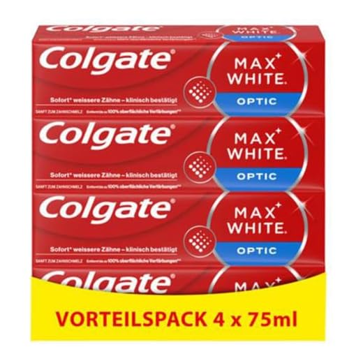 Colgate Zahnpasta Max White Optic 4x75ml - sofort sichtbar weißere Zähne