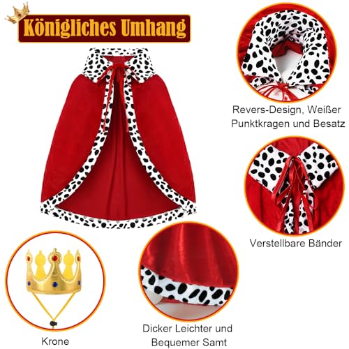 XIMISHOP Halloween Huastier Kostüme König,Hunde und Katze Umhang Rot Halloween Cosplay Lux Mantel Für Prinz und Prinzessin