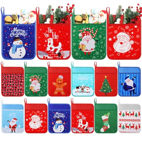Layhit 12 Pcs Christmas Pot Holders with Pocket Funny Pot